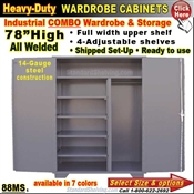 88MS / Heavy-Duty Combo Wardrobe Storage Cabinets