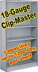 CLOSED CLIP-MASTER STEEL SHELVING 18-GAUGE, 5-SHELF UNITS