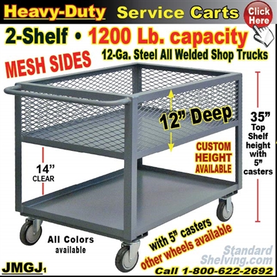JMGJ / Heavy Duty MESH 12" Deep Shelf Service Cart