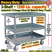 JMLN / Heavy Duty Deep-Lip 3-Shelf Service Cart