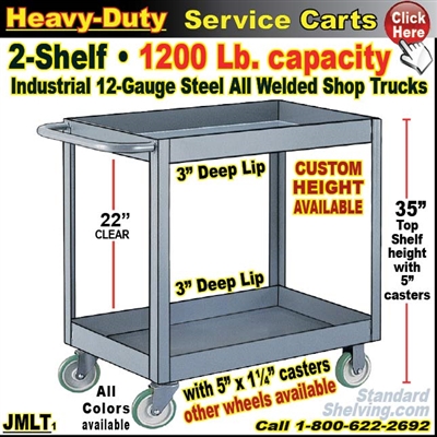 JMLT / Heavy Duty Deep-Lip 2-Shelf Service Cart