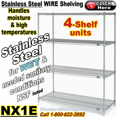 Stainless Steel 4-Shelf Wire Shelving / NX1E