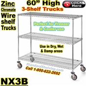 Zinc-Chromate Wire 3-Shelf Trucks / NX3B