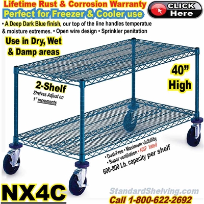 Blue-Chromate Wire 2-Shelf Trucks 40"high / NX4C