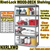 (131) Wood-Deck Industrial Rivet Shelving / NXRLXWD