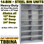 STEEL BIN UNIT WITH 14-OPENINGS, UNIT 87"HIGH (TBA)