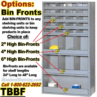 Optional Bin-Fronts for Steel Shelving / TBBF