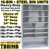 (210) 16-Bin Openings Steel Shelf Unit / TBBINB16