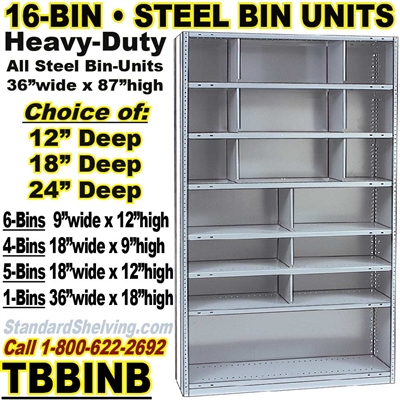 16-Bin Openings Steel Shelf Unit / TBBINB16