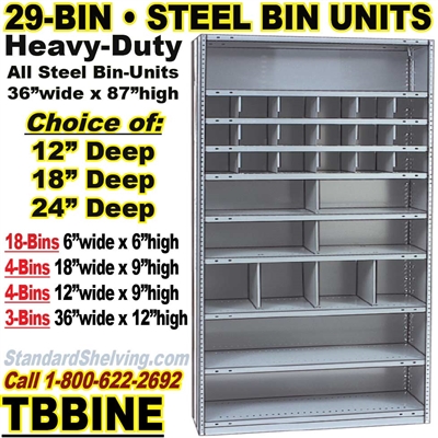 29-Bin Openings Steel Shelf Unit / TBBINE29