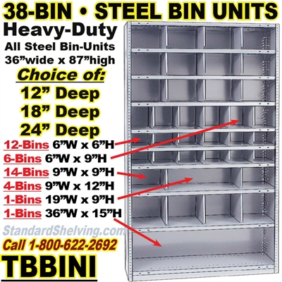 38-Bin Openings Steel Shelf Unit / TBBINI38