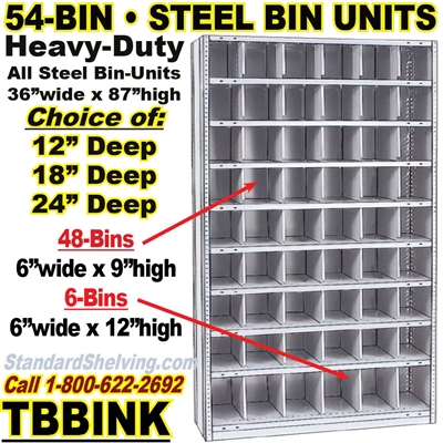 54-Bin Openings Steel Shelf Unit / TBBINK54