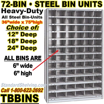 72-Bin Openings Steel Shelf Unit / TBBINS72