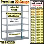 22 gauge Open Steel Shelving / Sturdy-Shelf / TBBX22S