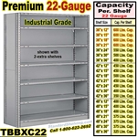 22 ga. Closed Steel Shelving / Clip-Type / TBBXC22