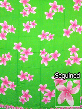 Sequined Green -Pink Plumeria Flowers