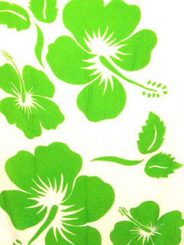 White with Large Green Hibiscus Prints