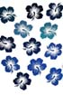 Twelve Hibiscus White Sarong with Black and Blue Flowers