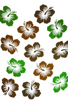 Twelve Hibiscus White with Green and Brown Flowers