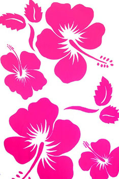 White with Large Hot Pink Hibiscus Prints