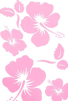 White with Large Light Pink Hibiscus Prints