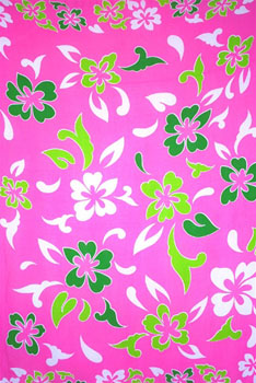 Pink with Green and White Flower Pattern