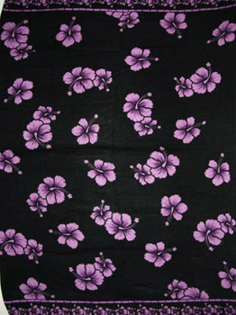 Black with Purple Hibiscus Flowers.