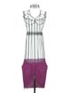 Purple SHEER Sarong Half-Size Mini With Beads