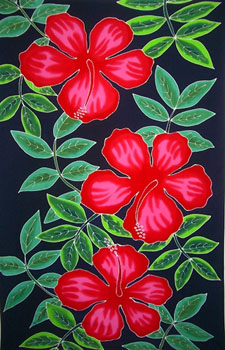 Hand Painted Fancy with Red Hibiscus