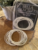 "Bella Bracelets" Platinum Silver (White) Set of 20 Stainless Steel Bracelets