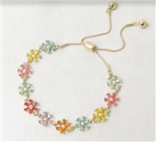 Multi Crystal Flower Draw String Bracelet