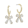 Clear Crystal Bow on Small Gold Hoop Earring