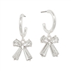 Clear Crystal Bow on Small Silver Hoop Earring