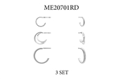 Set of 3 Textured Silver Hoop .5", .75", 1" Earrings