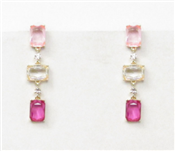 Light Pink, Clear, and Hot Pink Crystal 2.5" Drop Earring