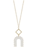 Matte Gold Diamond and White Threaded U Shape 32" Necklace