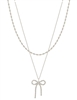Silver Chain with Rhinestone Bow 16"-18" Necklace