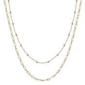 Water Resistant Gold Beaded and Chain 16"-18" Necklace