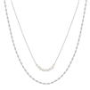 Silver Oval and Freshwater Pearl  Layered 16"-18" Necklace