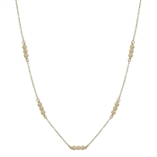 Water Resistant Gold Triple Beaded on Gold Chain 16"-18" Necklace, Great for Layering
