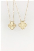 Gold Textured Clover Reversible "B" Intitial 16"-18" Necklace