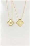 Gold Textured Clover Reversible "J" Intitial 16"-18" Necklace