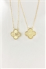 Gold Textured Clover Reversible "L" Intitial 16"-18" Necklace