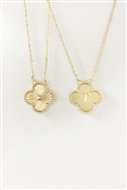 Gold Textured Clover Reversible "T" Intitial 16"-18" Necklace