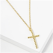 "Amazing Grace" Beaded Cross 18K Gold Plated 16"-18" Necklace