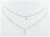 Two Layer Rhinestone Cross and Gold Chain 16"-18" Necklace