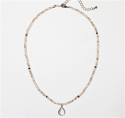 Natural Crystal 16"-18" Necklace with Teardrop Stone