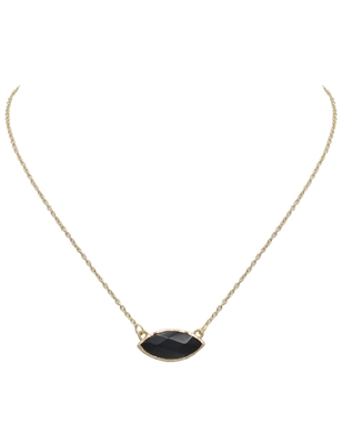 16"-18" Gold Chain Necklace with Black Semi Precious Stone