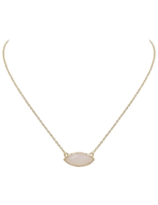 16"-18" Gold Chain Necklace with Cream Semi Precious Stone