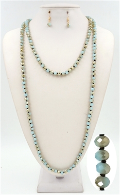 Mint/Brown Crystal 60" Necklace